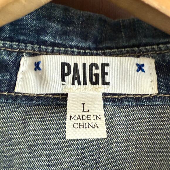 PAIGE | Kadie Lightweight Dark Classic Denim Shirt  | Large - Picture 4 of 7